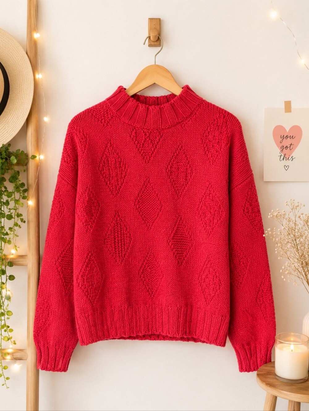 Willow Ridge Textured Red Sweater Estimated Size Large